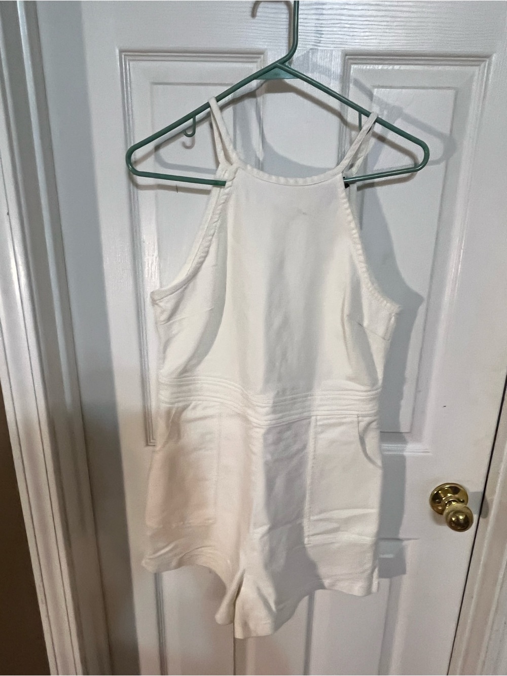 Derek Heart White Halter Romper Bodysuit